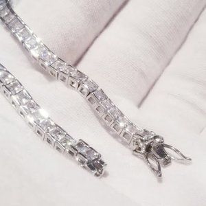 5.00 Carat Princess cut Tennis Bracelet 14k White Gold finish 7 Inches